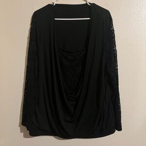 Elegant Black Lace Sleeve Sweater